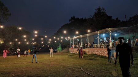 night view of camping playground